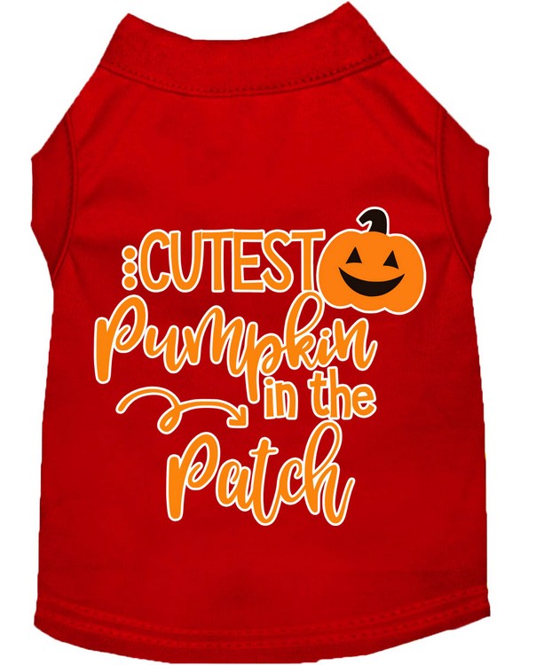 Cutest Pumpkin in the Patch Screen Print Dog Shirt Red Sm